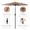 10FT Patio Umbrella, Outdoor Market Yard Umbrella, Sun Shade Umbrella with Push Button Tilt and Crank Mechanism for Garden, Deck, Pool and Backyard, Not Include Umbrella Base - Image 26