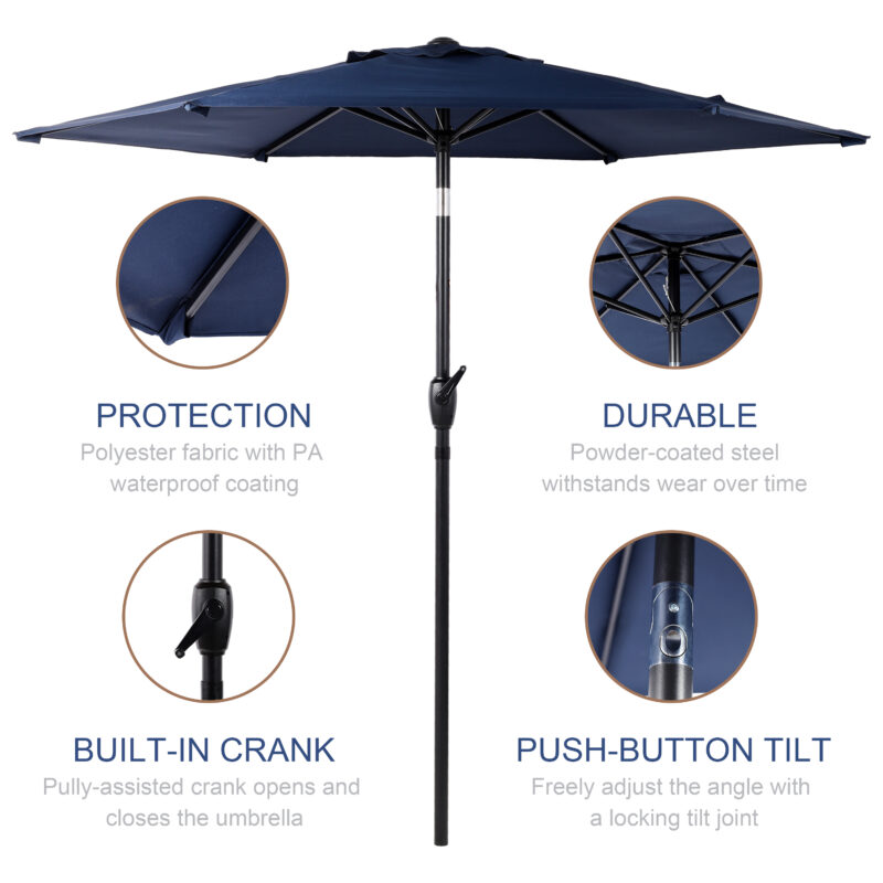 10FT Patio Umbrella, Outdoor Market Yard Umbrella, Sun Shade Umbrella with Push Button Tilt and Crank Mechanism for Garden, Deck, Pool and Backyard, Not Include Umbrella Base - Image 18