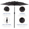 10FT Patio Umbrella, Outdoor Market Yard Umbrella, Sun Shade Umbrella with Push Button Tilt and Crank Mechanism for Garden, Deck, Pool and Backyard, Not Include Umbrella Base - Image 12