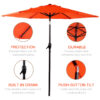 10FT Patio Umbrella, Outdoor Market Yard Umbrella, Sun Shade Umbrella with Push Button Tilt and Crank Mechanism for Garden, Deck, Pool and Backyard, Not Include Umbrella Base - Image 7