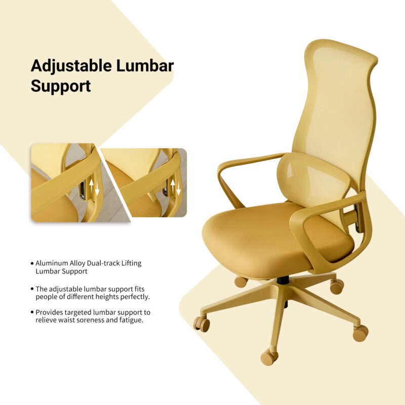 Ergonomic Colorful Office Chair 350LBS Home Office Mesh Breathable High Back, With Adjustable Lumbar Support Computer Chair, Integrated Molded Foam Seat Cushion, Fireproof - Image 6