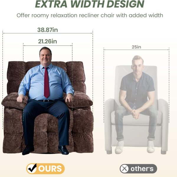 Oversized Rocker Recliner Chair 42” Power Swivel Recliner for Living Room Overstuffed Extra Wide Rocking Recliners with Breathable Soft Fabric Up to 400lbs